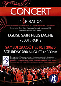 Affiche du concert de la chorale anglaise Inspipation 2010